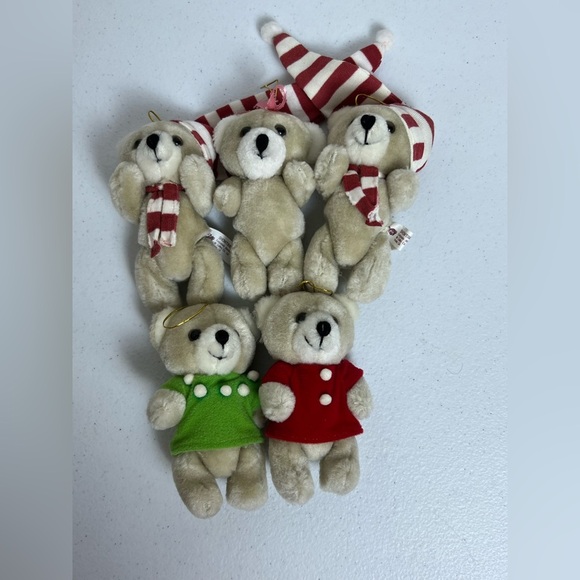 VTG Collins Co Showtime Bear Stuffed Plush Christmas Ornaments Lot of 5 Adjust - Picture 5 of 8